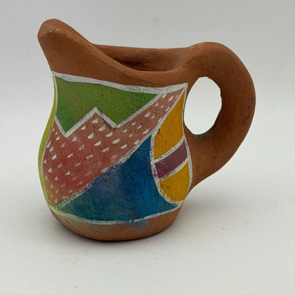Southwestern Hand Painted Mini Pottery‎ Pitcher Terracotta 3